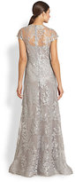 Thumbnail for your product : Teri Jon Metallic Embroidered-Lace Gown