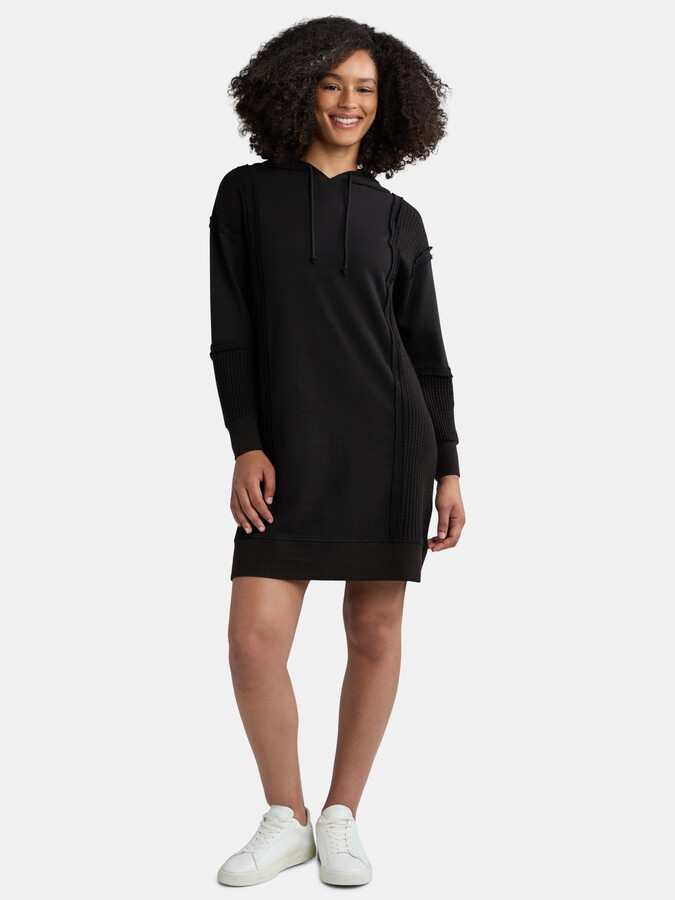 Time And Tru Women’s Mixed Media Hooded Dress, Sizes XS-XXXL
