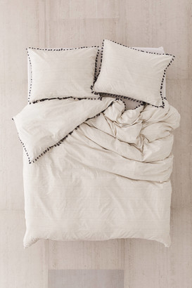 Urban Outfitters Washed Cotton Striped Tassel Duvet Cover