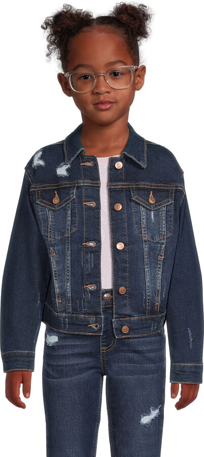 Wonder Nation Girls Destructed Denim Jacket, Sizes 4-18 & Plus