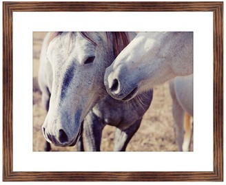 PTM Images Two White Horse Rustic Wood Framed Giclee - 22 x 18