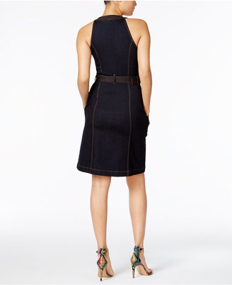 INC International Concepts Belted Denim Sheath Dress, Created for Macy's