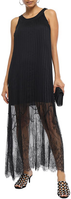 McQ Lace-paneled Pleated Chiffon Maxi Dress