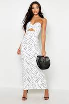 Thumbnail for your product : boohoo Spot One Shoulder Knot Front Maxi Dress