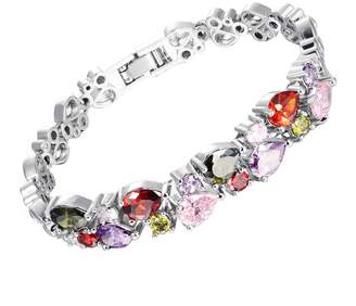 D.B.MOOD Women's Luxury Platinum Plated Cubic Zirconia Diamond Inlaid Bracelet Wedding Jewelry
