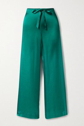 Halpern Satin Wide-leg Pants - Emerald