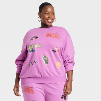 Nobrand Black History Month Women's Plus Size Multi Art Pullover Sweatshirt  - Purple Rainbow 2X - ShopStyle