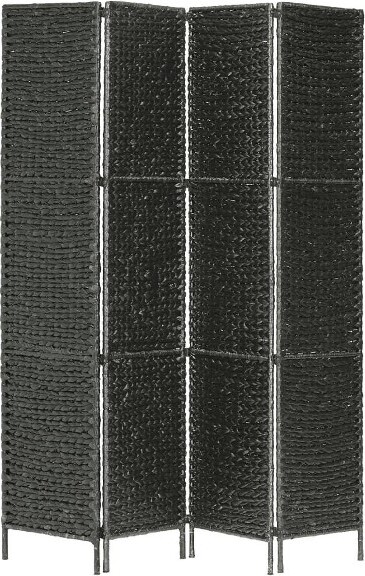 VidaXL vidaXL4-PanelWaterHyacinthRoomDivider-BlackIronFrame-RusticWovenStyle-VersatileandFoldable-Size:60.6\