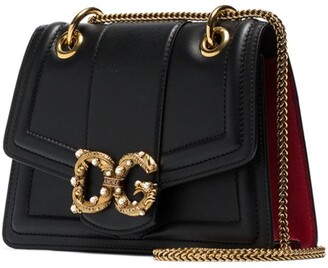 Dolce & Gabbana black embellished leather shoulder bag