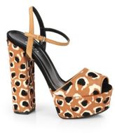 Thumbnail for your product : Gucci Leopard-Print Calf Hair Platform Sandals