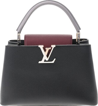 LOUIS VUITTON Calfskin Since 1854 Embroidered Capucines MM Black