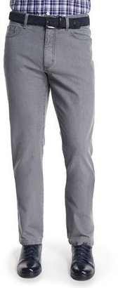 Ermenegildo Zegna Five-Pocket Slim-Fit Denim Jeans, Light Gray