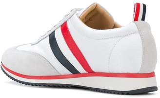 Thom Browne Running Shoe With Red, White And Blue Stripe In Cotton Blend Tech