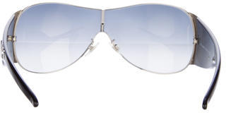 Dolce & Gabbana Logo Embellished Shield Sunglasses