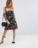 Thumbnail for your product : Parisian Petite Off Shoulder Floral Embroidered Dress