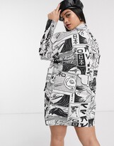 Thumbnail for your product : Collusion Plus shirt dress with detachable bag in comic print