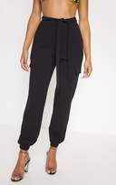 Thumbnail for your product : PrettyLittleThing Black Tie Waist Pocket Detail Trouser