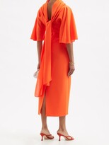 Thumbnail for your product : Roksanda Cowl-neck Tie-back Wool-crepe Midi Dress - Orange