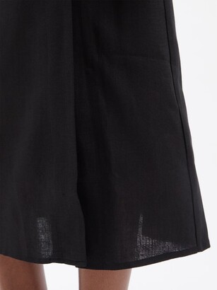 BELIZE Rosa Buttoned Linen Midi Skirt - Black