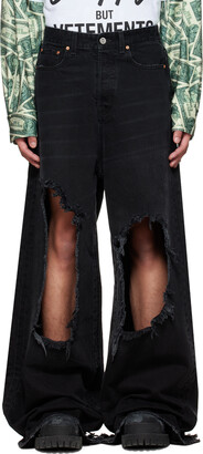 Vetements Black Big Shape Destroyed Jeans - ShopStyle 