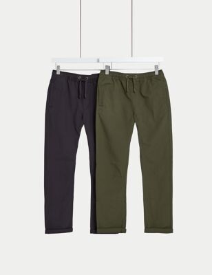 M&S Collection 2pk Pure Cotton Ripstop Trousers (6-16 Yrs) - ShopStyle  Boys' Pants