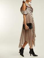Thumbnail for your product : Self-Portrait Asymmetric Striped Satin Dress - Womens - Black Gold