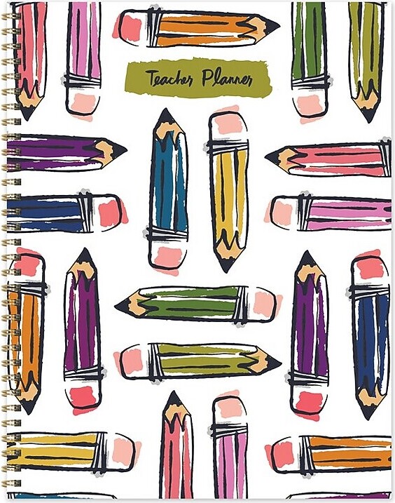 TFPublishing TF Publishing Pencils 9" x 11" Undated Teacher Planner, Paperboard Cover, Multicolored (99-9603)