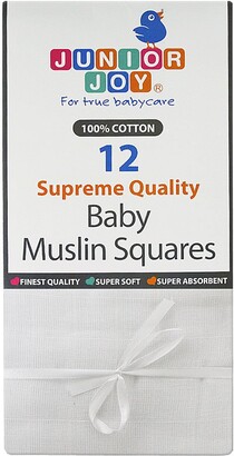 Junior Joy Muslin Squares Pack of 12 (White) - 6289WH