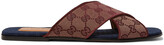 Thumbnail for your product : Gucci Suede-Trimmed Monogrammed Canvas Slides