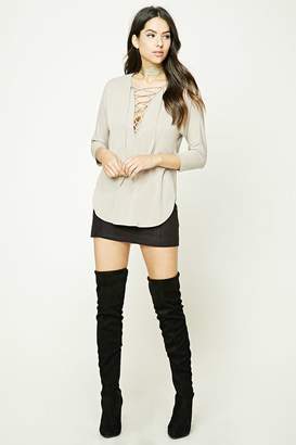 Forever 21 Lace-Up Dolphin Hem Top