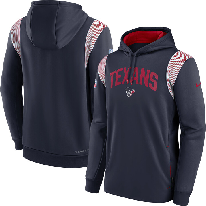 Men's Nike Navy Houston Texans Sideline Athletic Stack Performance Pullover Hoodie