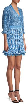 Alice + Olivia Jonna Pleated Deep-V Mini Dress