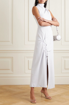Off-White Drawstring-embellished Crepe Midi Dress - Light gray