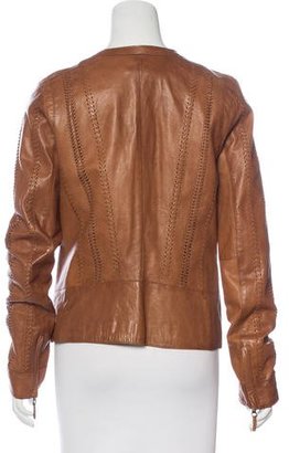Vince Stitch-Embellished Leather Jacket