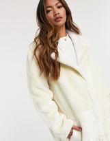 Thumbnail for your product : ASOS DESIGN plush faux fur maxi coat in cream
