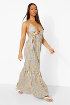 Thumbnail for your product : boohoo Striped Chain Print Cut Out Maxi Dress