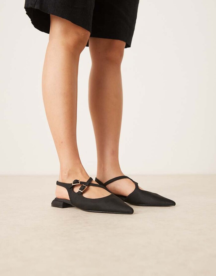 ASOS DESIGN Lila slingback ballet flats in black