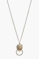 Thumbnail for your product : boohoo Lion Diamante Pendant Long Necklace