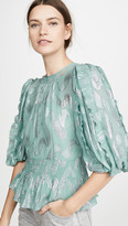 Thumbnail for your product : Rebecca Taylor Short Sleeve Metallic Jacquard Top