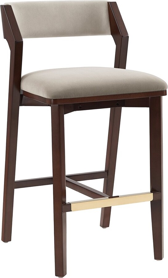 Manhattan Comfort Patricia Velvet Barstool With Beech Wood Legs