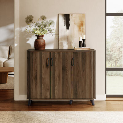 George Oliver Dark Oak Manufactured Wood 45-Inch W x 36-Inch H 3-Door Sideboard Cabinet