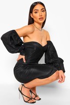Thumbnail for your product : boohoo Off The Shoulder Shimmer Puff Sleeve Midi Dress