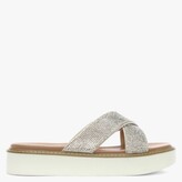 Thumbnail for your product : DF By DANIEL Prospect Silver Diamante Cross Over Mules