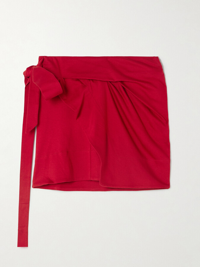 Isabel Marant Berenice Asymmetric Draped Cotton-jersey Mini Wrap Skirt - Red