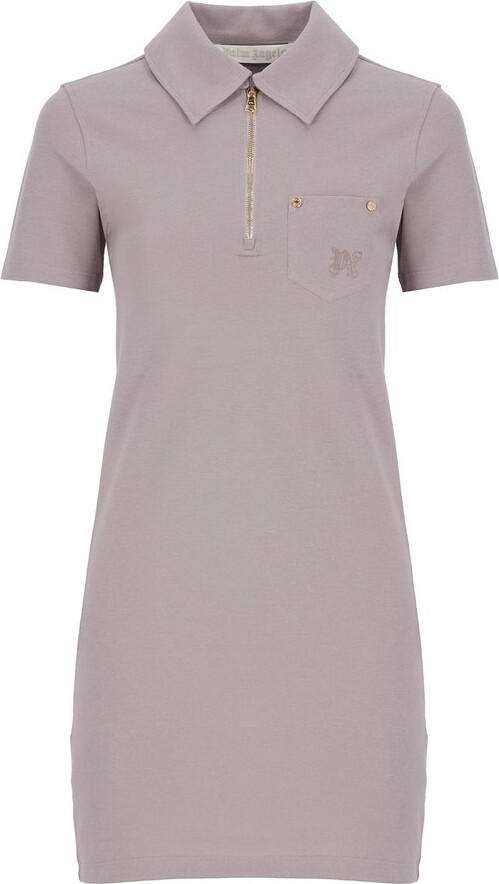 Palm Angels Logo Embroidered Mini Polo Dress