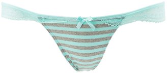 Charlotte Russe Striped Lace-Trim Thong Panties