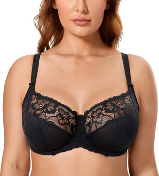 Delimira Women's Lace Full Coverage Underwire Non Padded Support