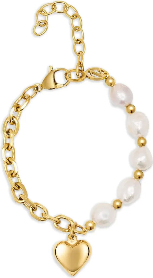 Nialaya Jewelry cable-chain pearl-embellishment Love bracelet