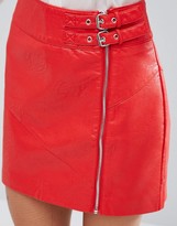 Thumbnail for your product : MANGO Leather Look Mini Skirt With Side Zip