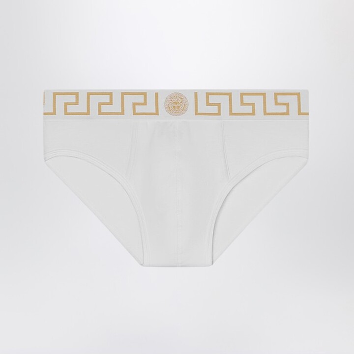 Versace White briefs with Greca border